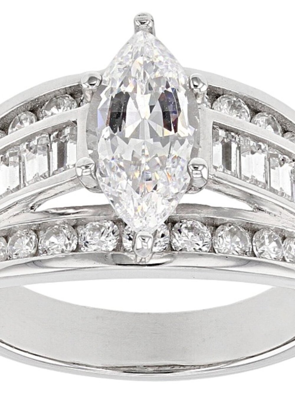 Bella Luce Rhodium Plated Center Design/Bridal Ring 3.46ctw. Size 10